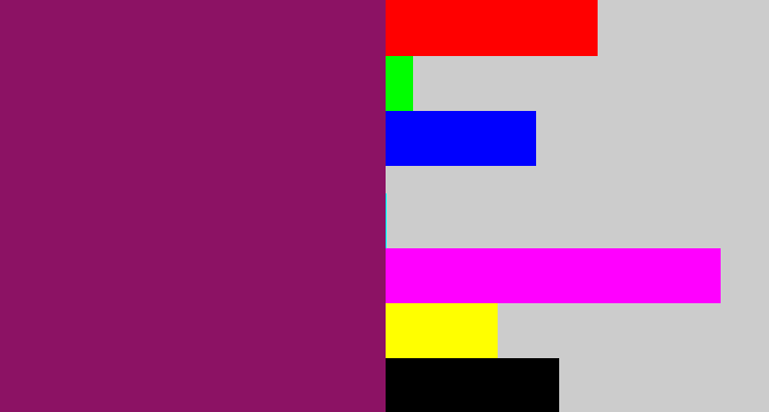 Hex color #8c1264 - reddish purple
