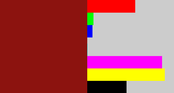 Hex color #8c130f - brick red