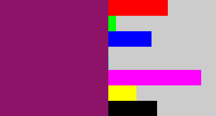 Hex color #8c1367 - reddish purple
