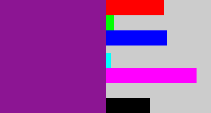 Hex color #8c1593 - purple