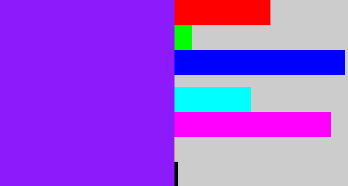 Hex color #8c1afa - violet