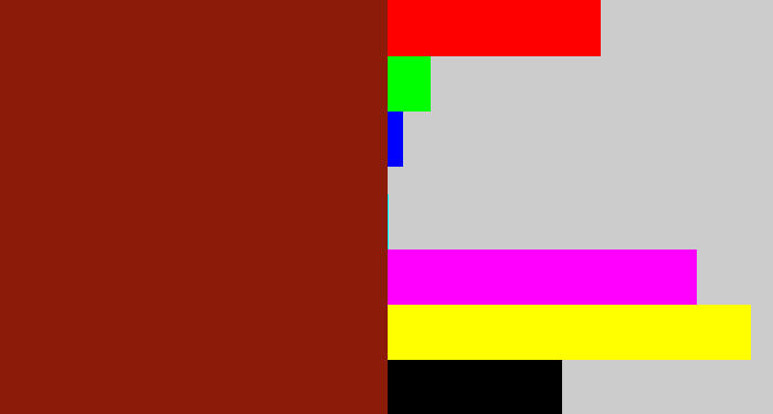 Hex color #8c1c09 - brick red