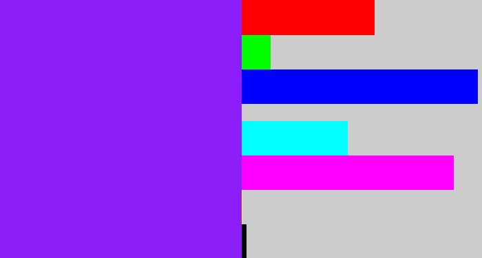 Hex color #8c1efa - violet