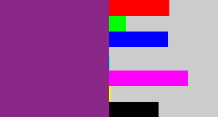Hex color #8c278a - warm purple
