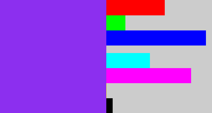 Hex color #8c2fef - bluish purple