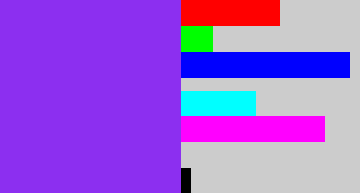 Hex color #8c2ff0 - bluish purple
