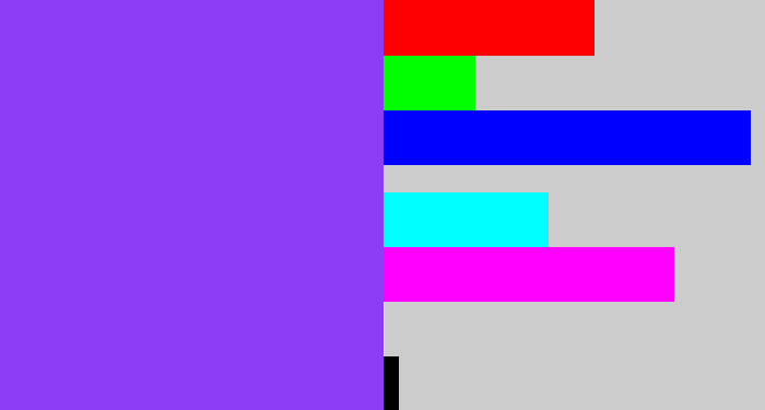 Hex color #8c3cf5 - bluish purple