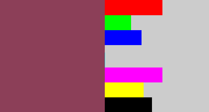Hex color #8c3f58 - dark mauve