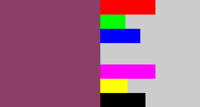 Hex color #8c3f66 - dark mauve