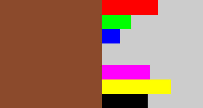 Hex color #8c4a2d - milk chocolate