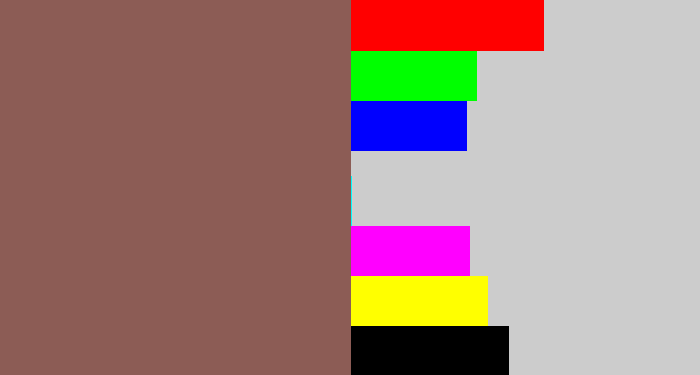 Hex color #8c5c55 - dark taupe