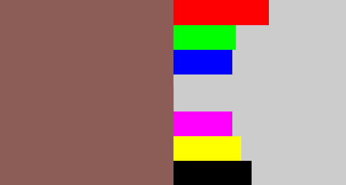Hex color #8c5d56 - dark taupe