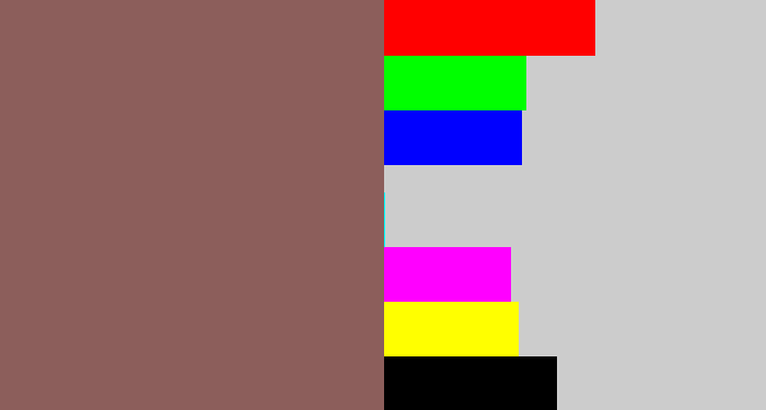 Hex color #8c5e5b - dark mauve