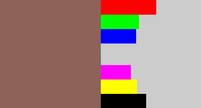 Hex color #8c6259 - dark taupe