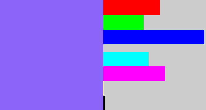 Hex color #8c64fa - purpley