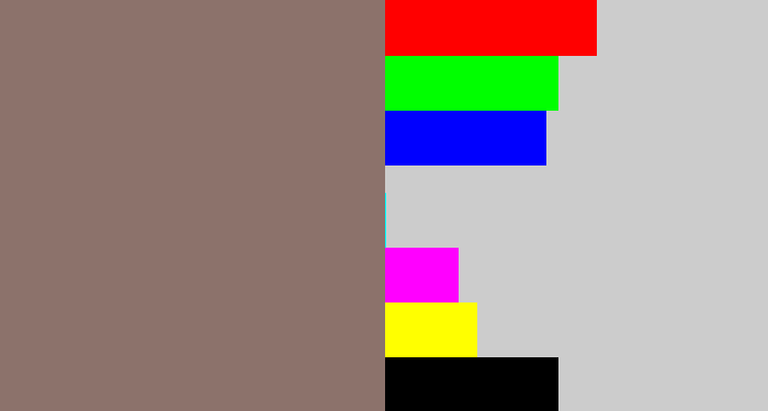 Hex color #8c726b - reddish grey