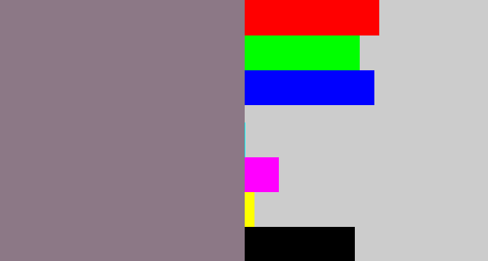 Hex color #8c7886 - purple grey