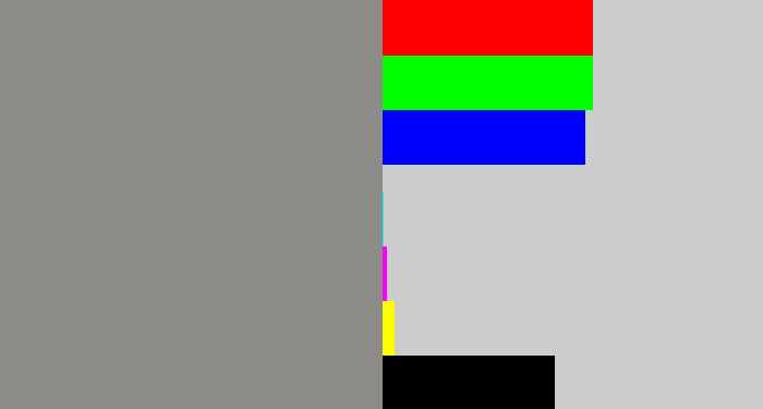 Hex color #8c8b88 - warm grey