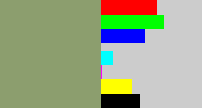 Hex color #8c9e6e - grey/green