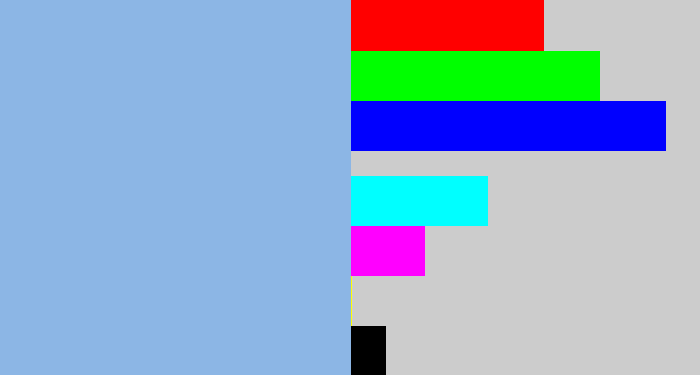 Hex color #8cb6e5 - light grey blue