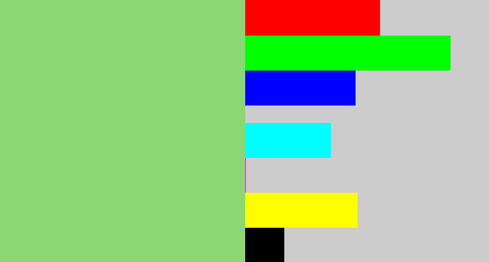 Hex color #8cd674 - light moss green