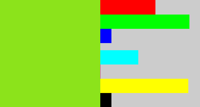 Hex color #8ce31b - acid green