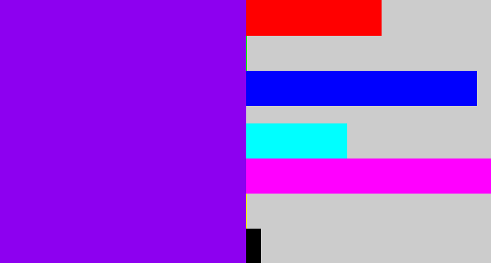 Hex color #8d00f0 - vivid purple