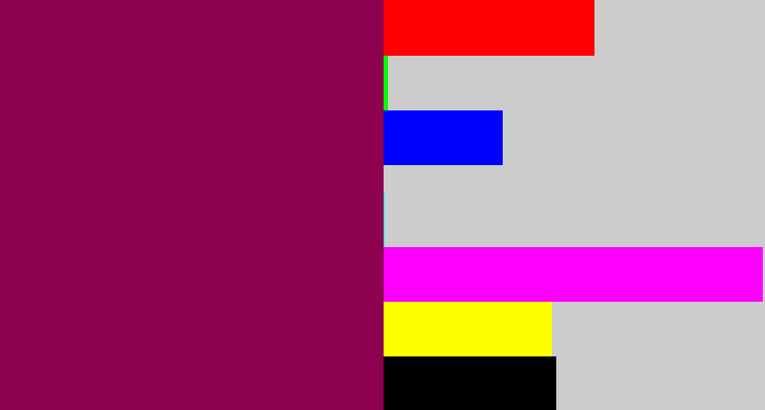 Hex color #8d024f - reddish purple