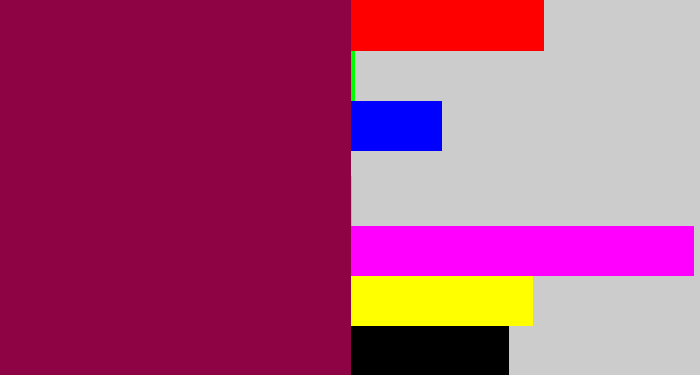 Hex color #8d0343 - red purple