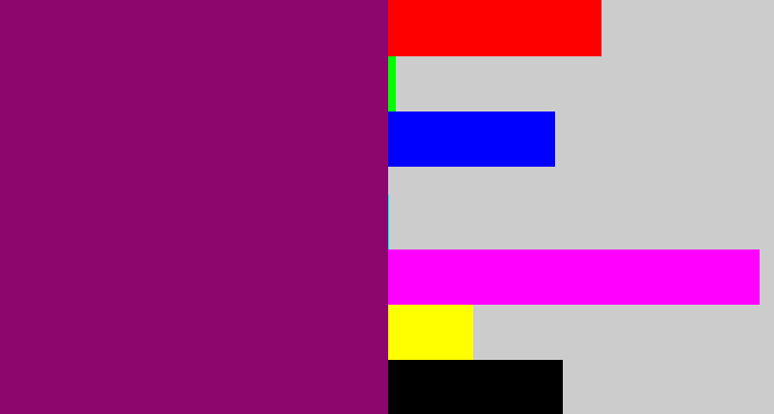 Hex color #8d066e - red violet