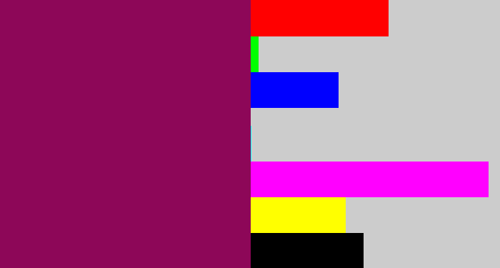 Hex color #8d0758 - reddish purple