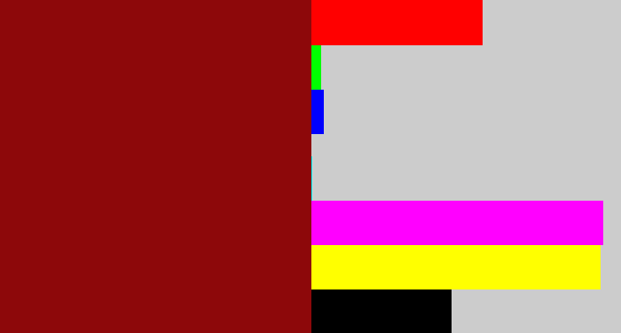 Hex color #8d080a - crimson