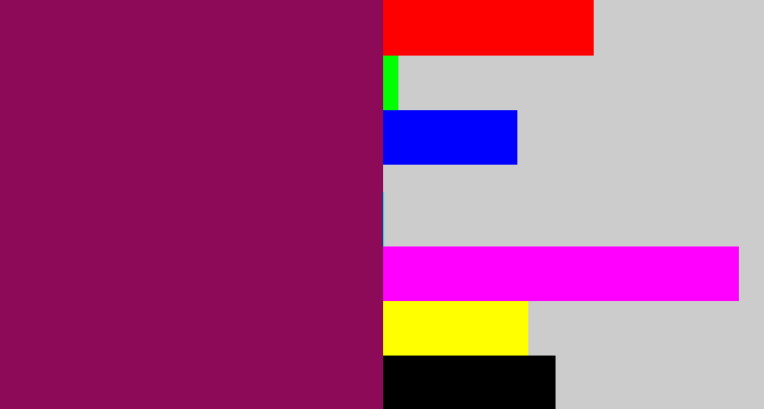 Hex color #8d0a58 - reddish purple