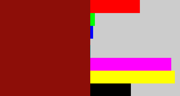 Hex color #8d0e08 - brick red