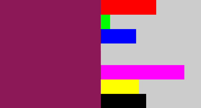 Hex color #8d1858 - reddish purple