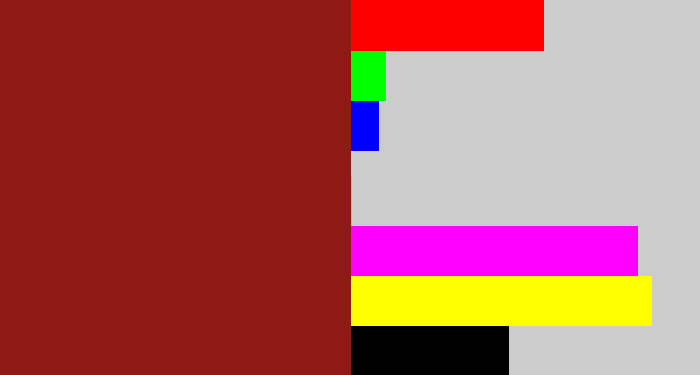 Hex color #8d1a14 - brick red