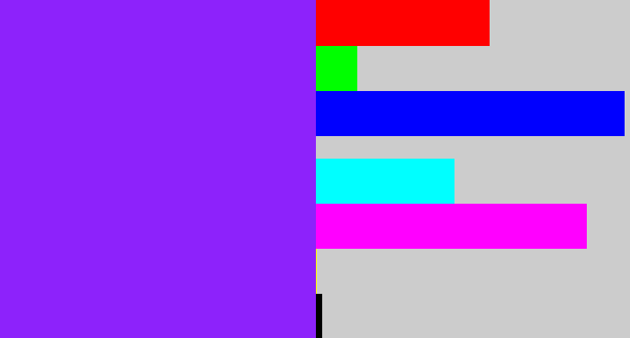 Hex color #8d22fb - electric purple