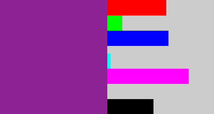 Hex color #8d2392 - warm purple