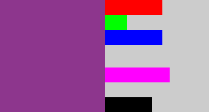 Hex color #8d368d - warm purple