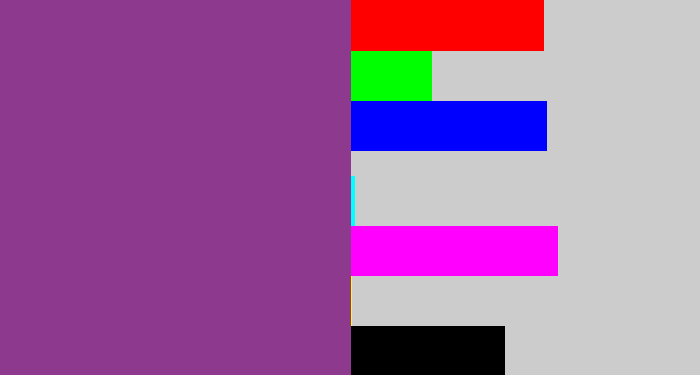 Hex color #8d3a8e - warm purple
