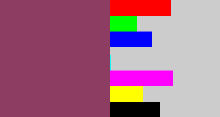 Hex color #8d3c62 - dark mauve