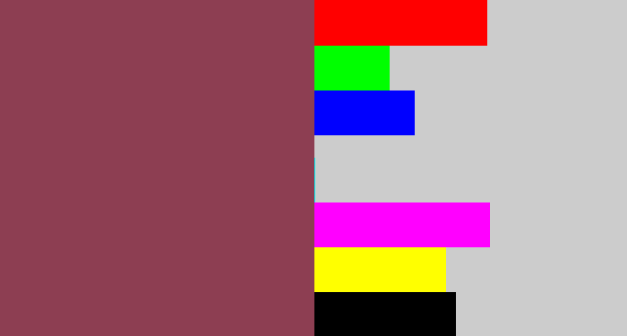 Hex color #8d3e52 - dark mauve