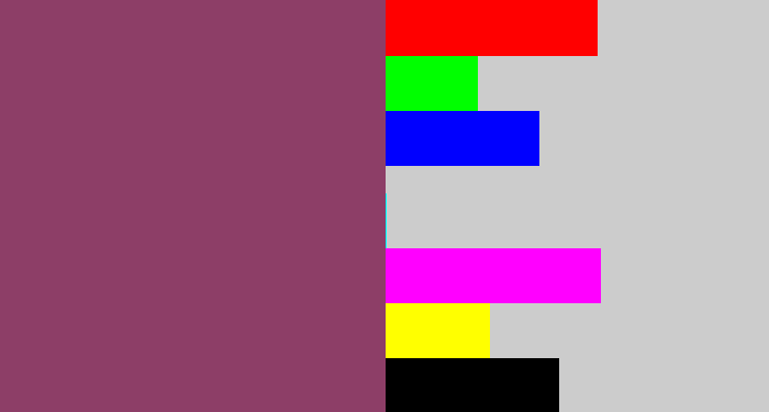 Hex color #8d3e67 - dark mauve