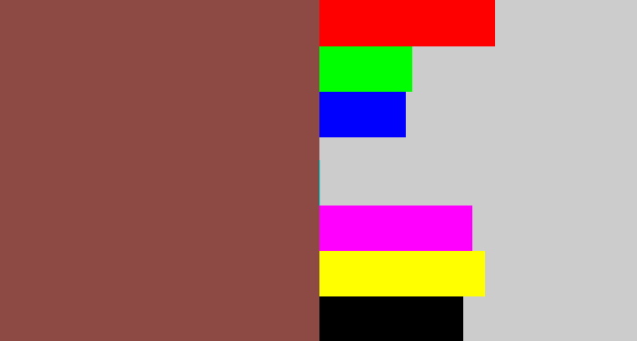 Hex color #8d4a44 - cocoa