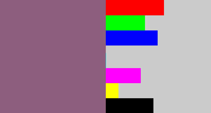 Hex color #8d5f7c - dusky purple