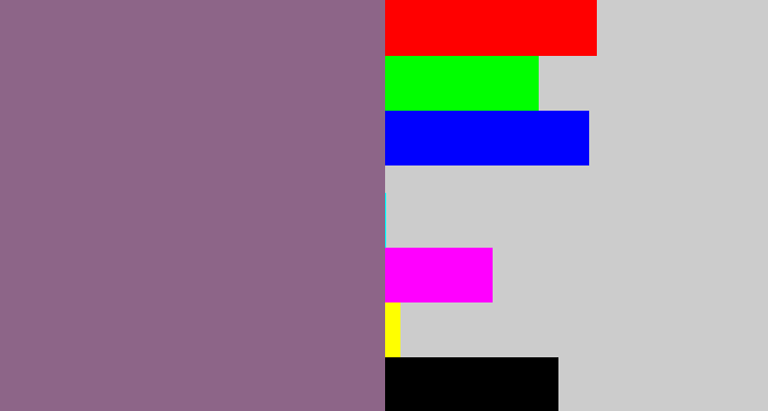 Hex color #8d6588 - purple grey