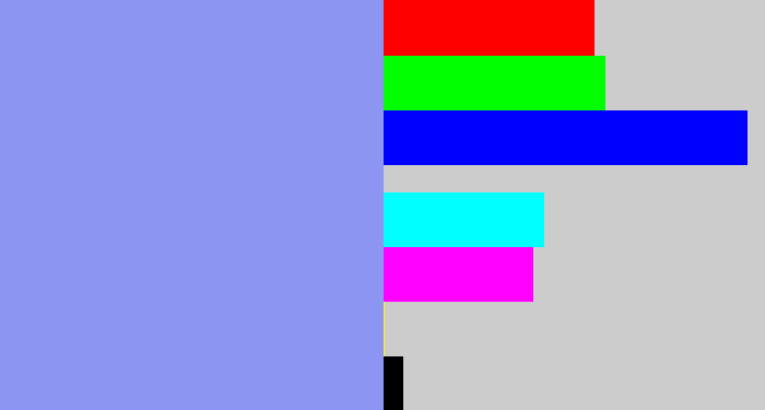 Hex color #8d95f3 - periwinkle blue