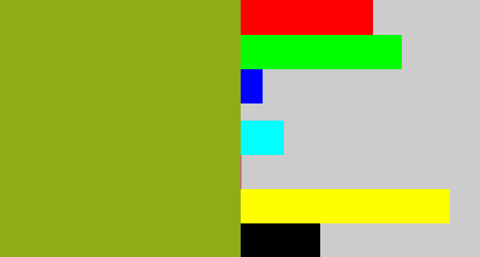 Hex color #8dac17 - pea green
