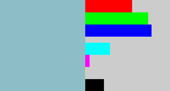 Hex color #8dbdc6 - light grey blue