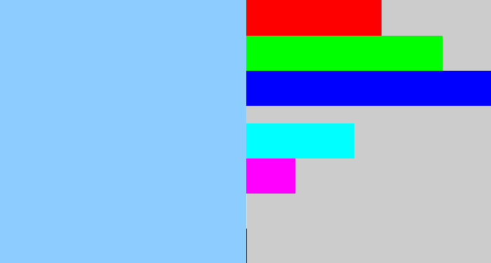 Hex color #8dccfe - light blue
